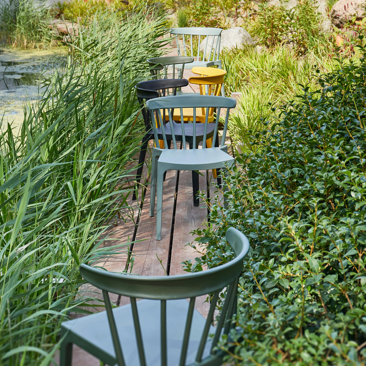 GARTENSTUHL-SET Grün  - Grün, MODERN, Kunststoff (52/75/53cm) - Livetastic