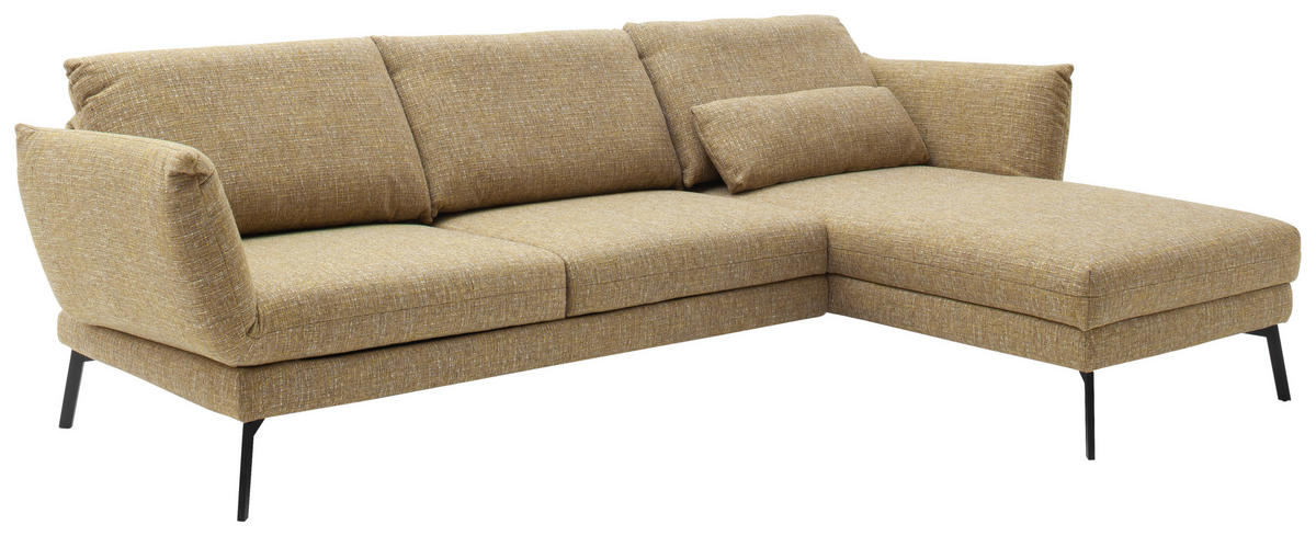 ECKSOFA Gelb Flachgewebe  - Gelb/Schwarz, Design, Textil/Metall (277/175cm) - Schöner Wohnen