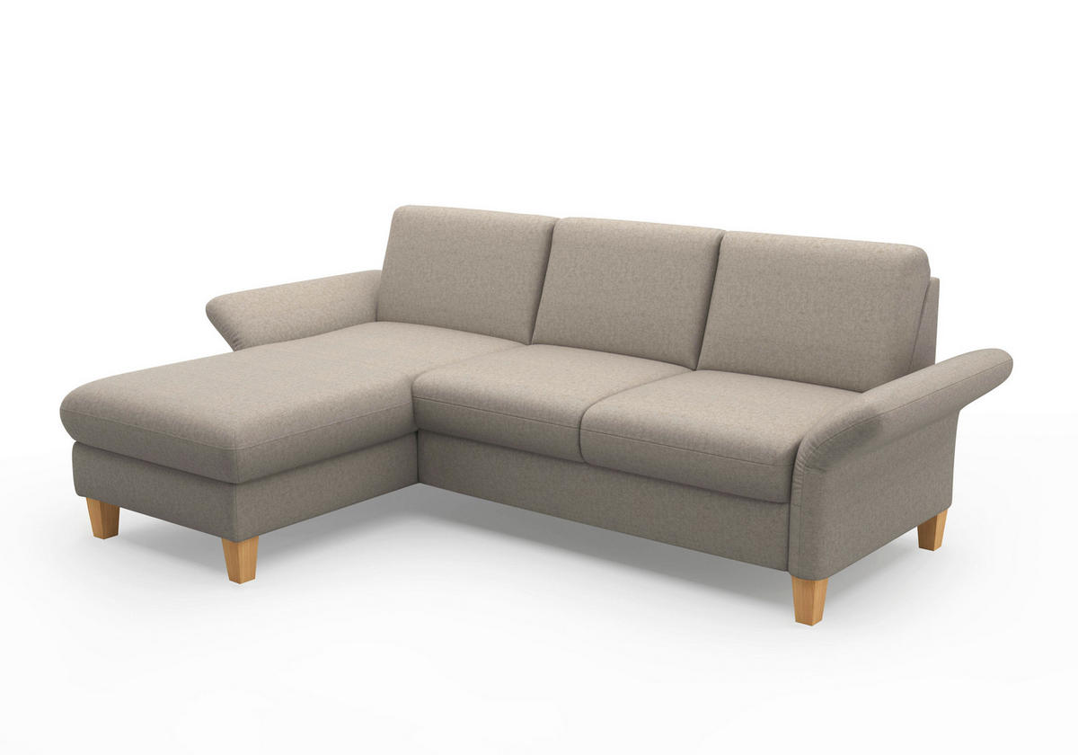 ECKSOFA ROCHELLE E Taupe Flachgewebe  - Taupe/Eichefarben, KONVENTIONELL, Holz/Textil (164/251cm) - Sit & More