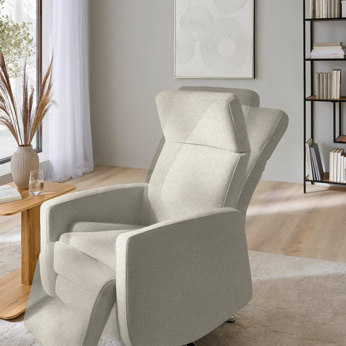 RELAXSESSEL Textil Hellgrau  - Hellgrau/Alufarben, Design, Textil/Metall (72/109/78cm) - Sedda