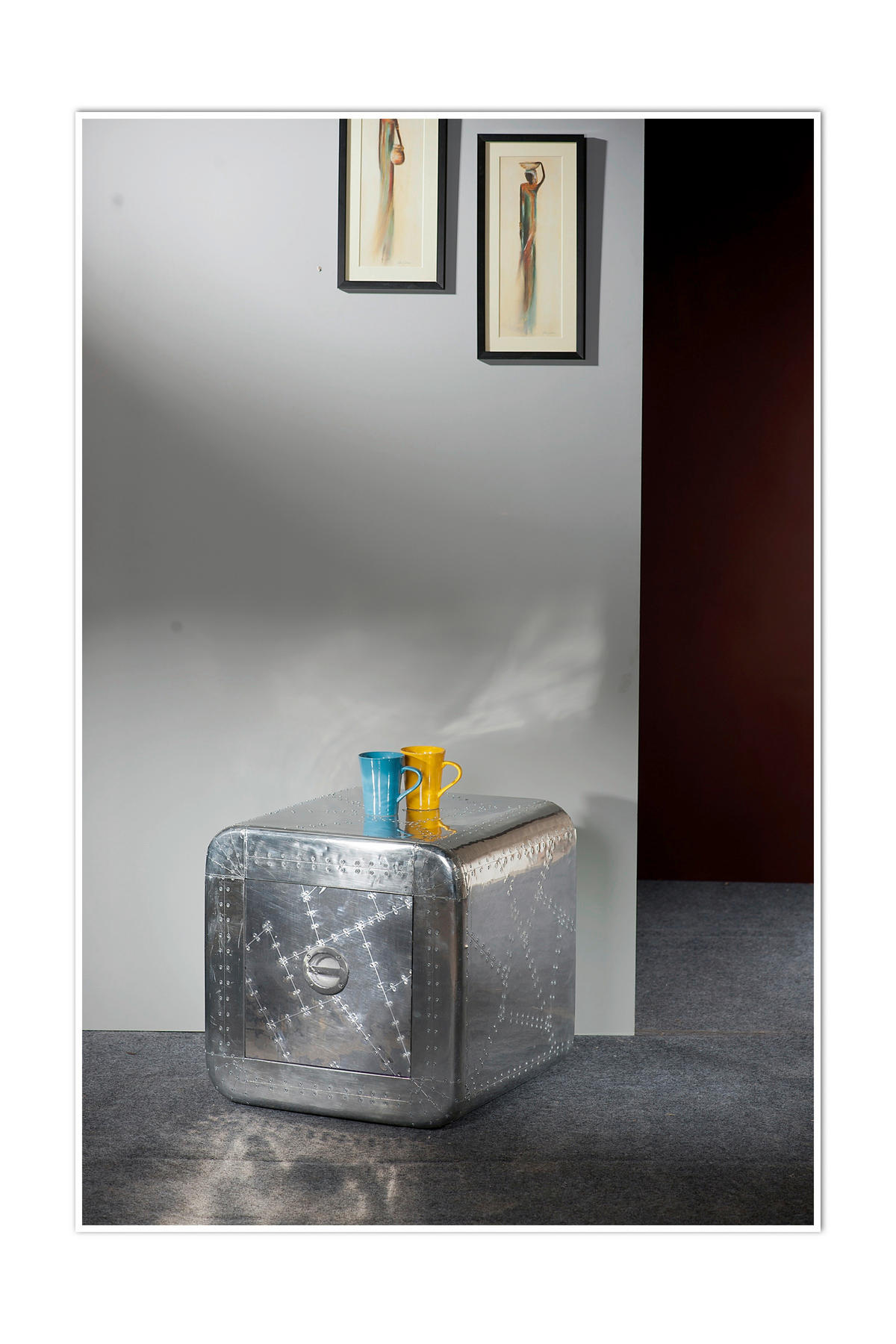 NACHTKÄSTCHEN 50/50/50 cm  in massiv Mangoholz Silberfarben  - Silberfarben, Basics, Holz/Holzwerkstoff (50/50/50cm) - Livetastic