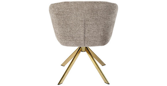 ARMLEHNSTUHL  Sitzfläche 360° drehbar Mikrofaser  Taupe, Goldfarben  - Taupe/Goldfarben, Design, Textil/Metall (61,5/82/61,5cm) - Hom`in