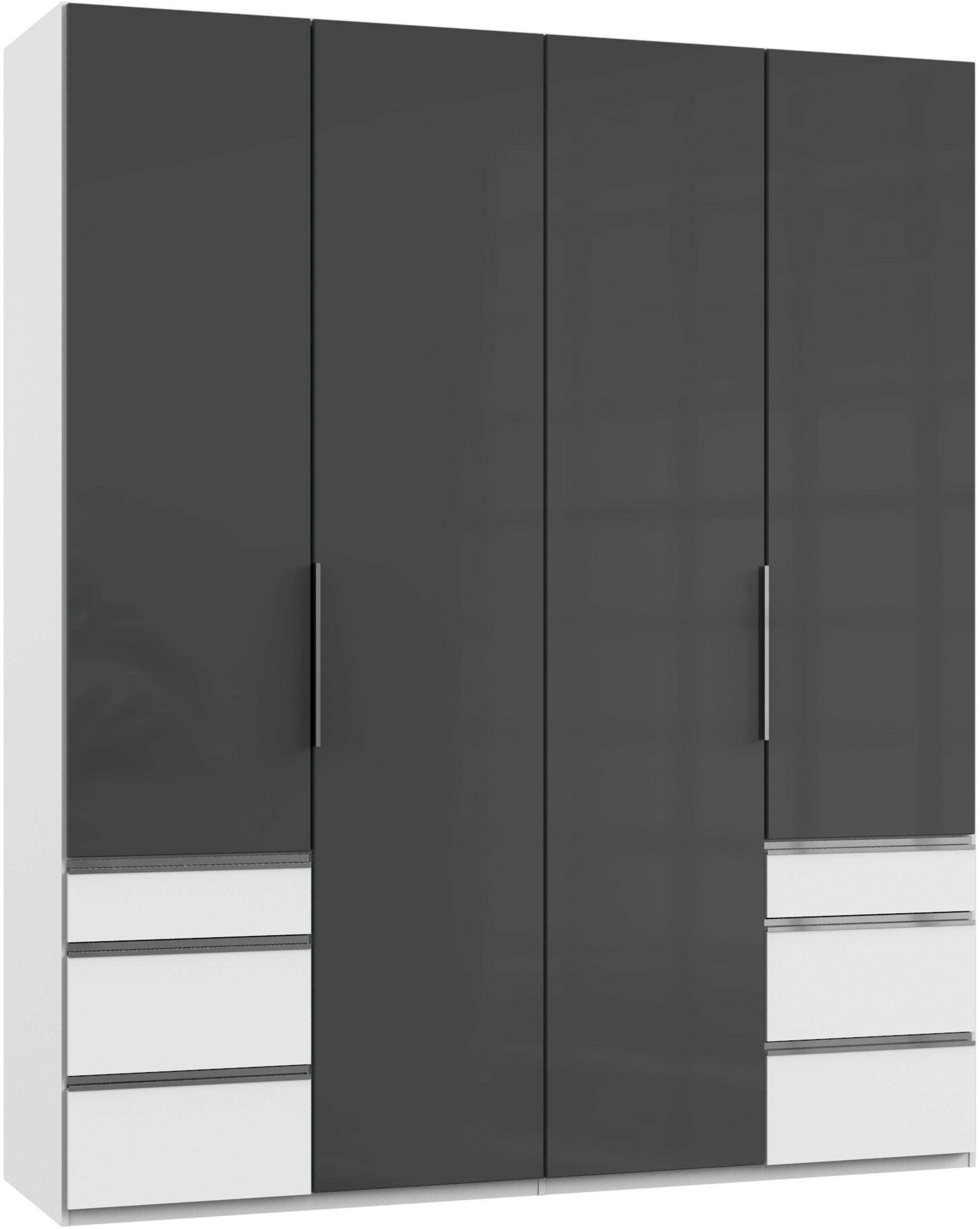 DREHTÜRENSCHRANK 200/236/58 cm 4-türig Grau, Weiß  - Chromfarben/Weiß, MODERN, Glas/Holzwerkstoff (200/236/58cm) - MID.YOU