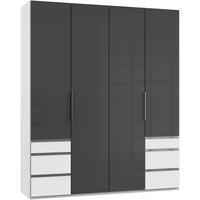 DREHTÜRENSCHRANK in Grau, Weiss  - Chromfarben/Weiss, Modern, Glas/Holzwerkstoff (200/236/58cm) - MID.YOU