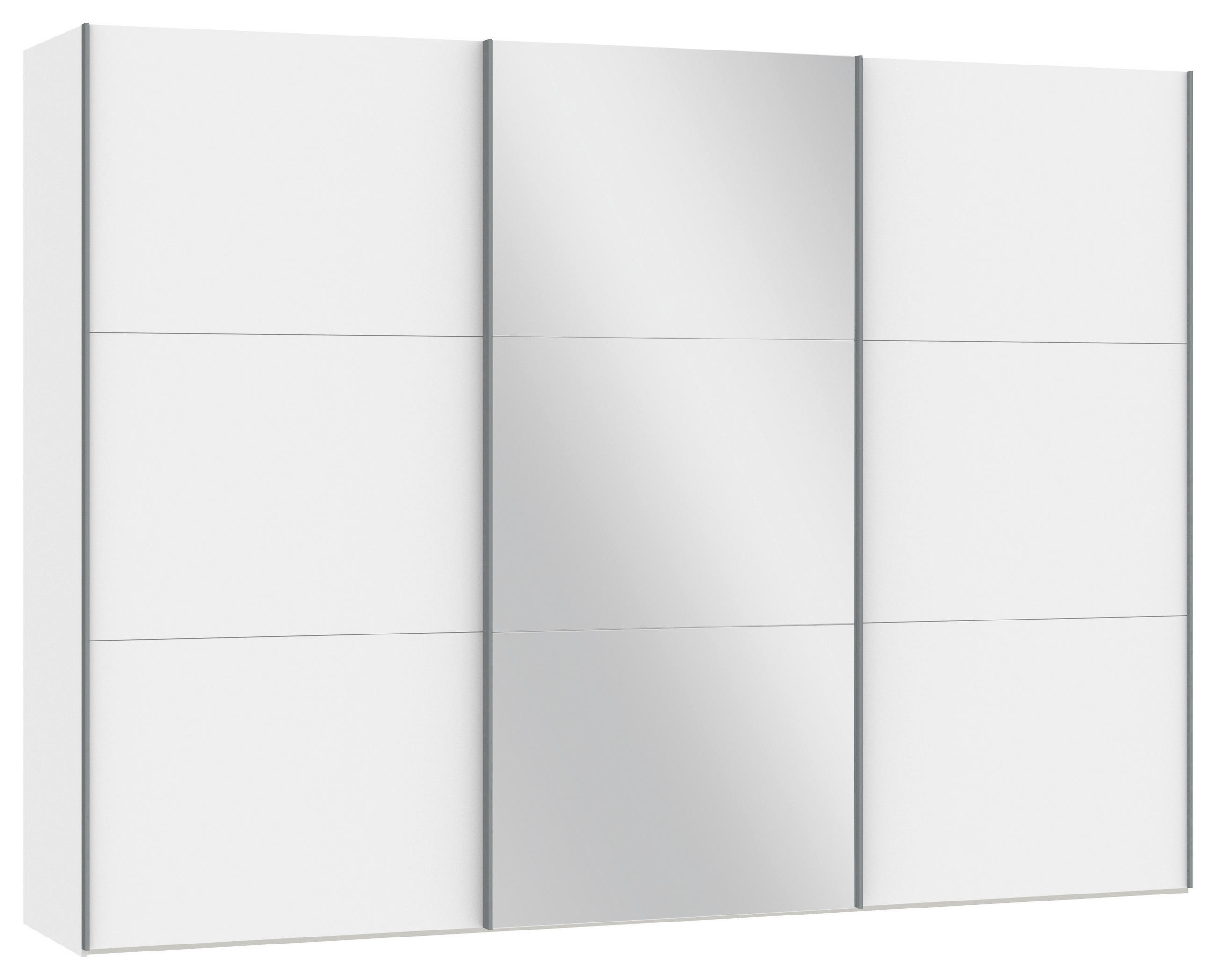 SCHWEBETÜRENSCHRANK  in Weiß  - Silberfarben/Weiß, Design, Glas/Holzwerkstoff (303/220/65cm) - Jutzler