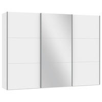 SCHWEBETÜRENSCHRANK 303/220/65 cm 3-türig Weiß  - Silberfarben/Weiß, Design, Glas/Holzwerkstoff (303/220/65cm) - Jutzler