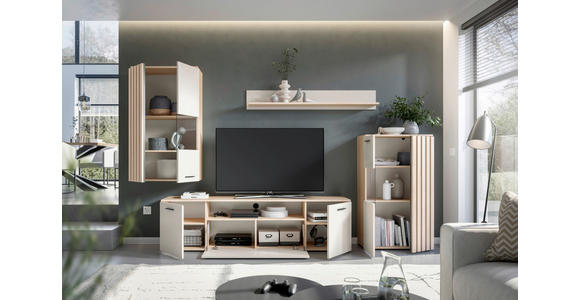 WOHNWAND  in Eichefarben, Kaschmir  290/190/40 cm  - Kaschmir/Eichefarben, MODERN, Glas/Holzwerkstoff (290/190/40cm) - Hom`in