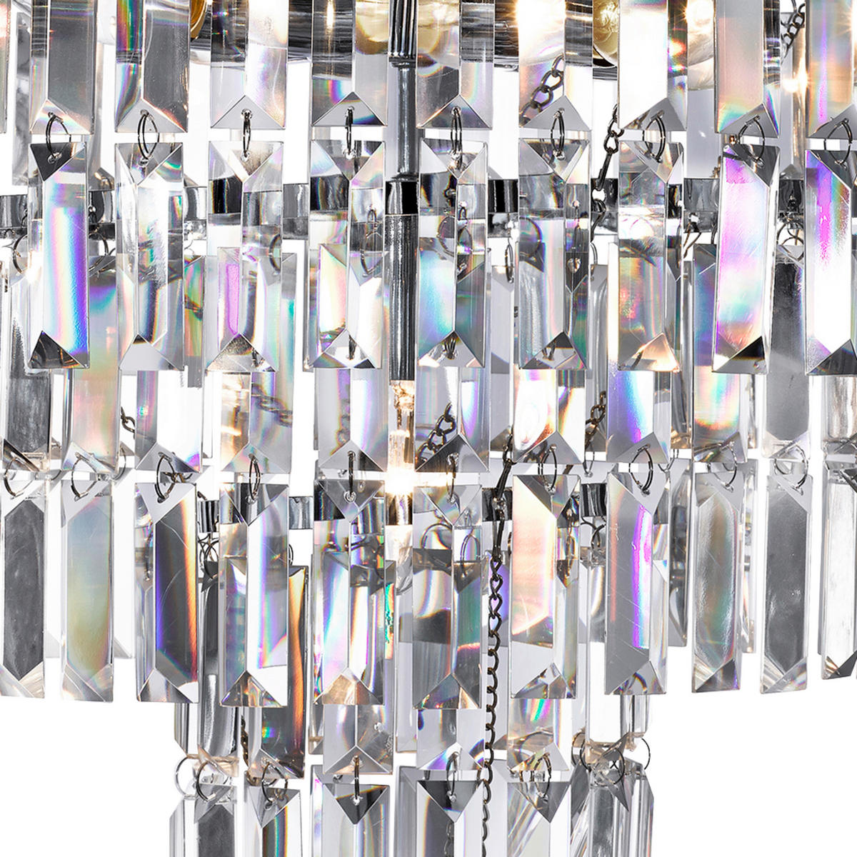 KRISTALL-HÄNGELEUCHTE 48/43 cm   - Chromfarben, KONVENTIONELL, Glas/Metall (48/43cm)
