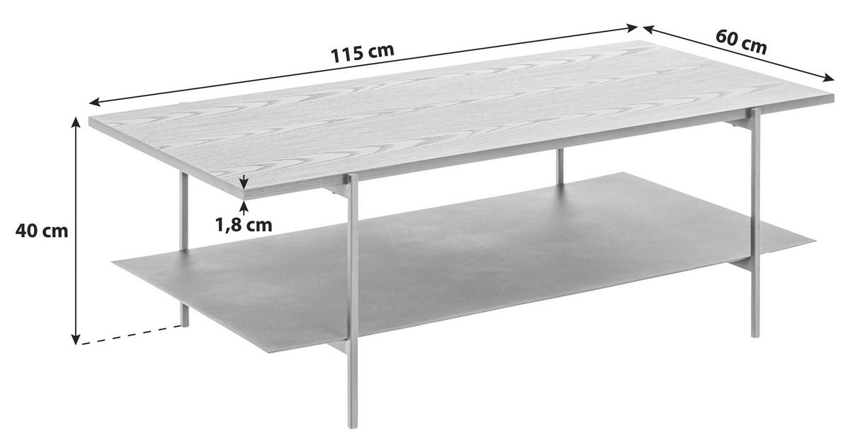 COUCHTISCH 115/60/40 cm rechteckig Schwarz  - Schwarz, MODERN, Holzwerkstoff/Metall (115/60/40cm)