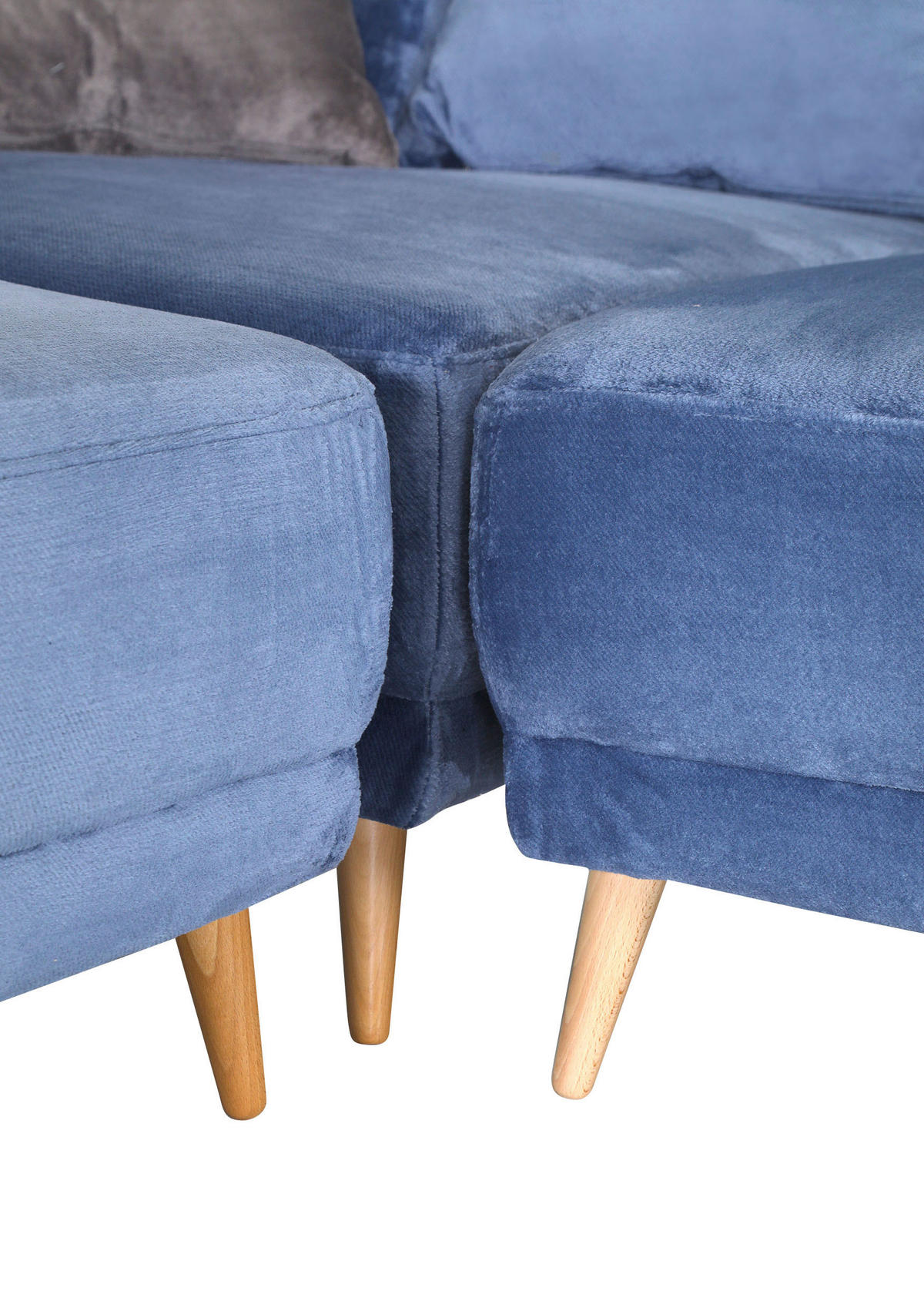 ECKSOFA Hellblau Flachgewebe  - Schlammfarben/Naturfarben, KONVENTIONELL, Holz/Textil (310/310cm) - Livetastic