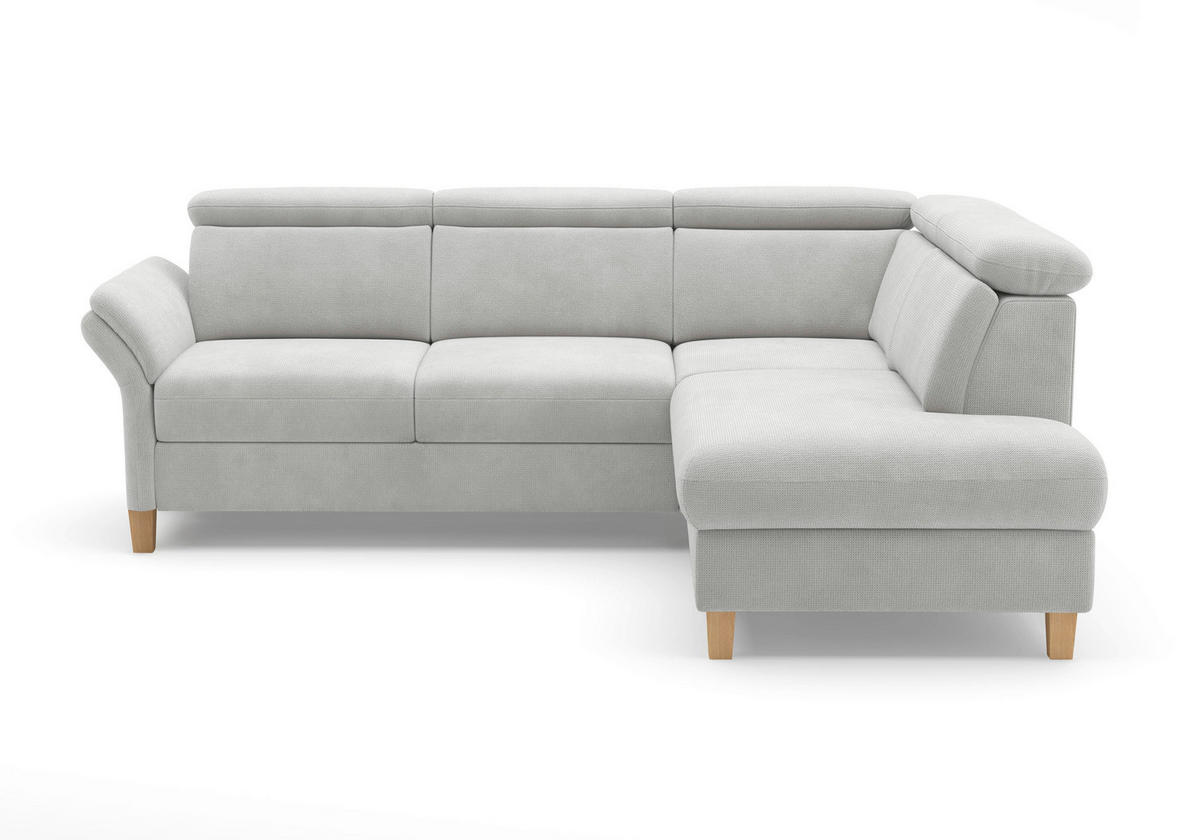 ECKSOFA GLENDALE E Silberfarben Flachgewebe  - Eichefarben/Silberfarben, KONVENTIONELL, Holz/Textil (247/193cm) - Sit & More