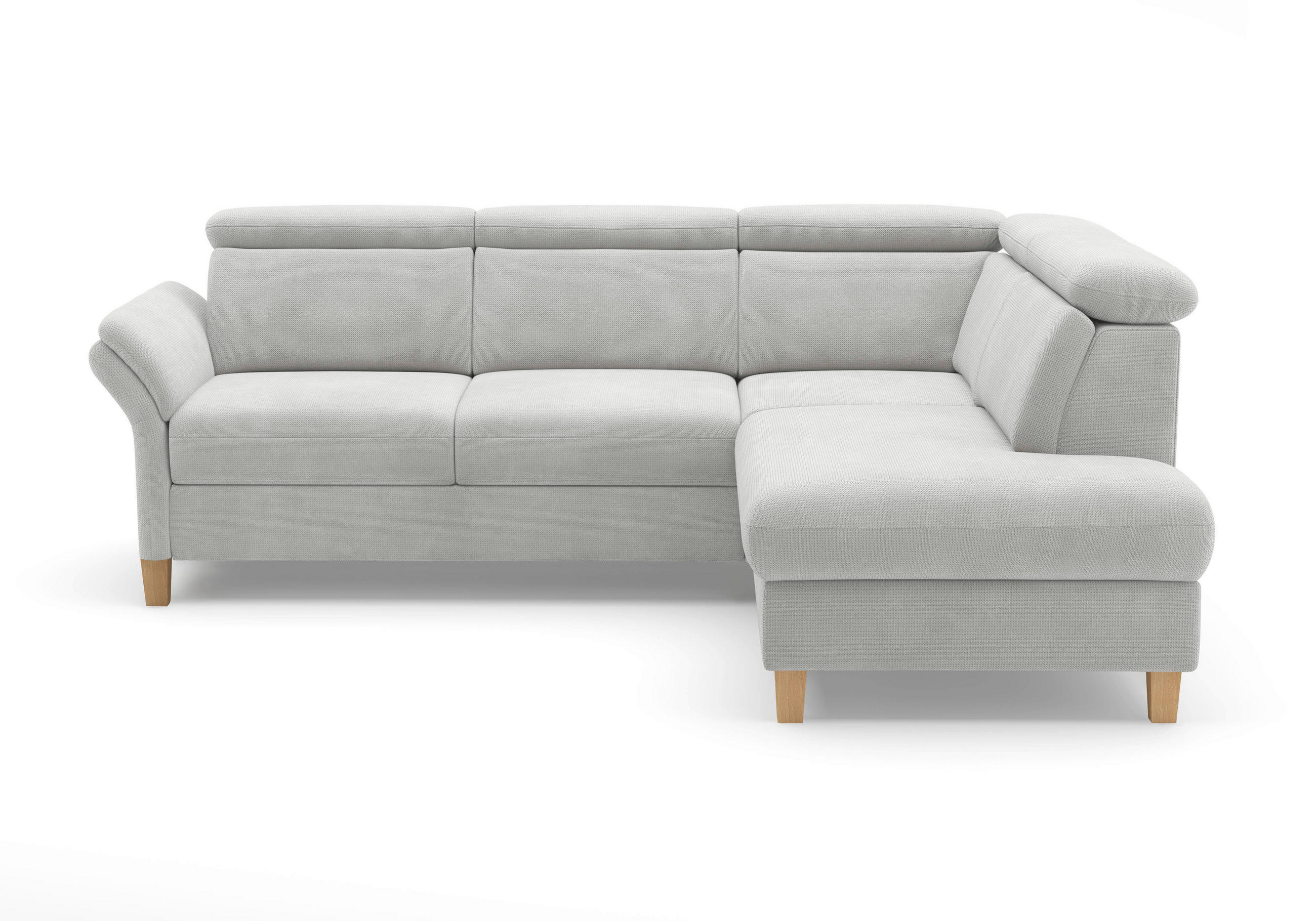 Thumbnail - Sit & More Ecksofa Glendale E, Silber, Textil, Eiche, massiv, 5,5-Sitzer, Ottomane rechts, L-Form, 247x193 cm, Goldenes ...