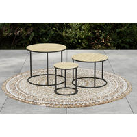 GARTEN-BEISTELLTISCHSET Holz, Metall  - Schwarz/Akaziefarben, MODERN, Holz/Metall (76/56/36/50/45/40/76/56/36cm) - Ambia Garden