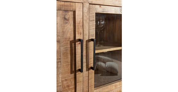 HIGHBOARD  95/145/40 cm 3 Schublade(n)  - Schwarz/Naturfarben, Design, Glas/Holz (95/145/40cm) - Landscape