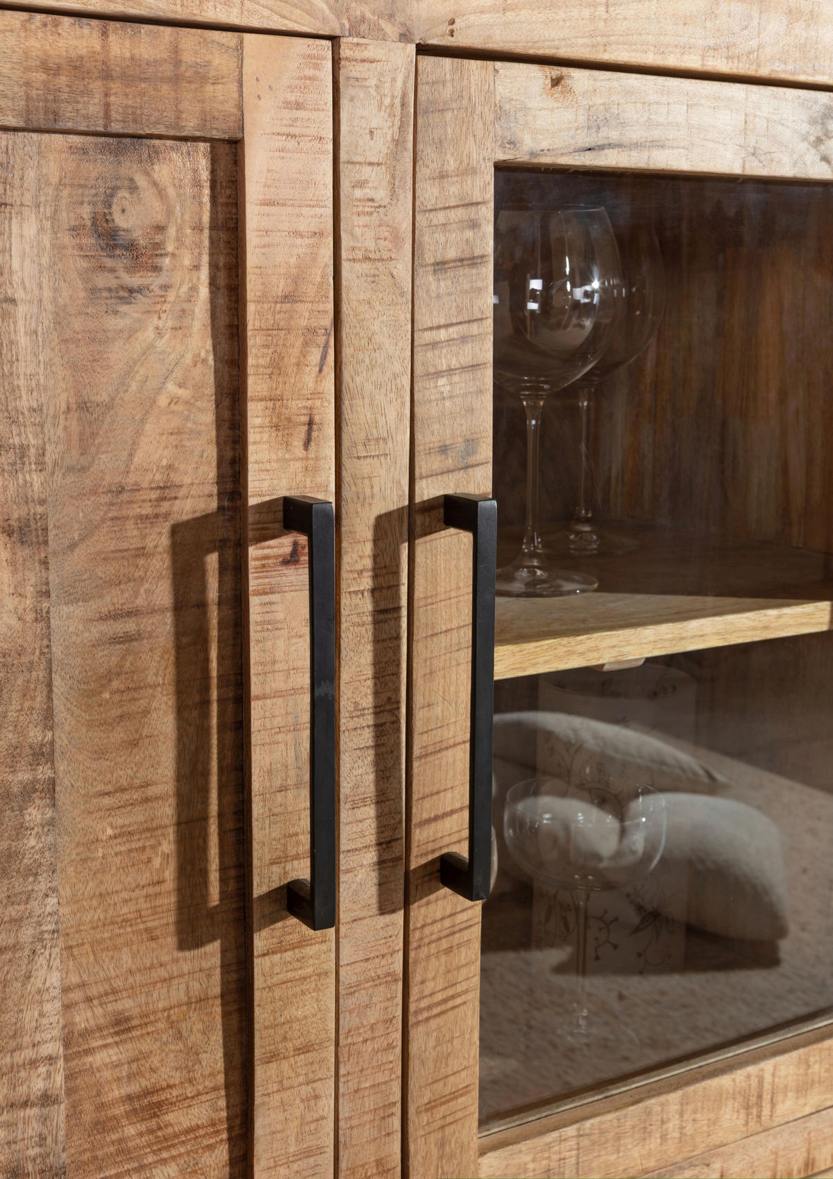 HIGHBOARD  95/145/40 cm 3 Schublade(n)  - Schwarz/Naturfarben, Design, Glas/Holz (95/145/40cm) - Landscape