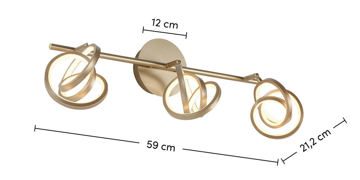 DECKENLEUCHTE 59/12/21,2 cm   - Weiß/Cappuccino, Trend, Kunststoff/Metall (59/12/21,2cm) - Novel