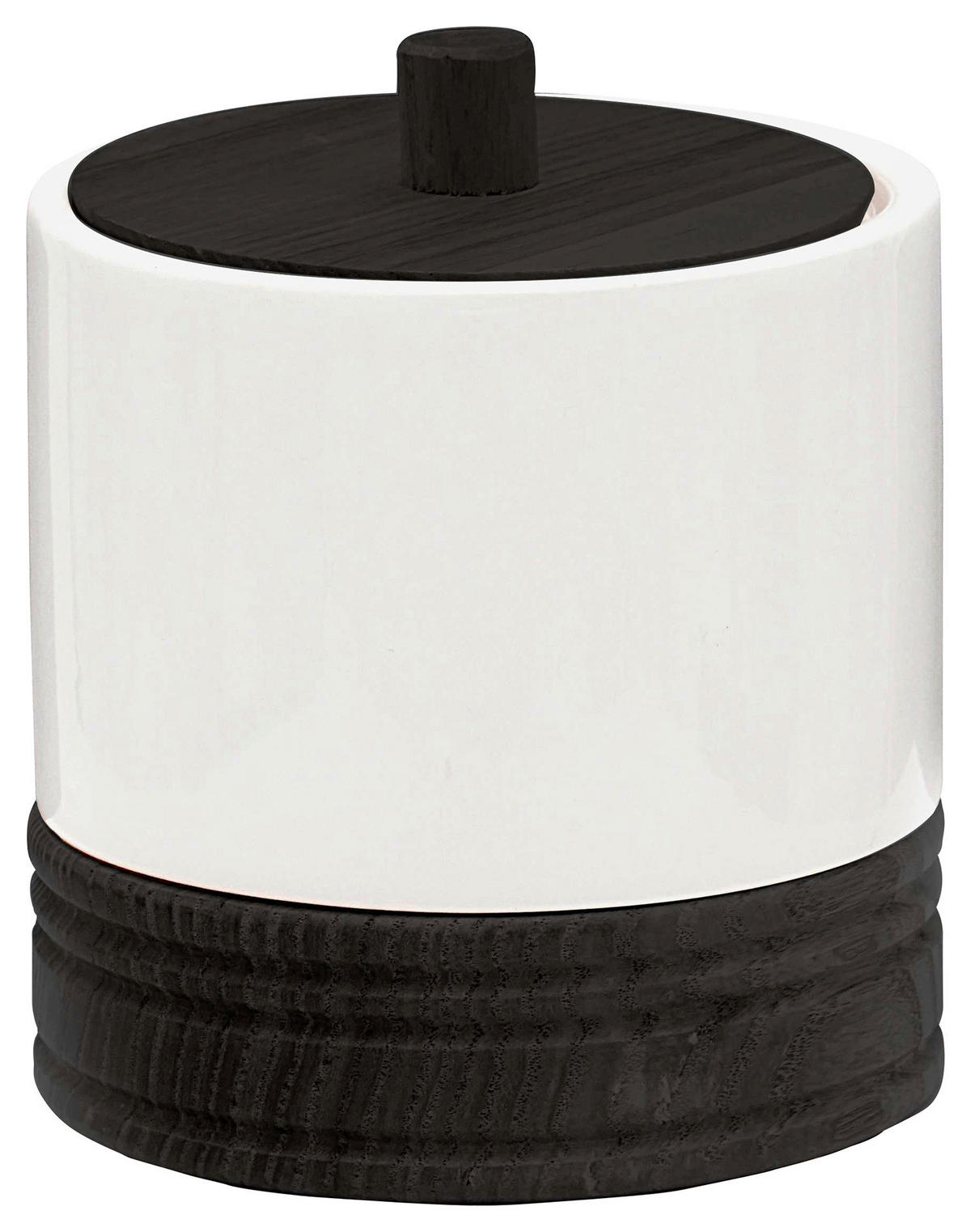 KOSMETIKDOSE Holz, Keramik  - Weiss/Schwarz, Basics, Holz/Keramik (10/12,5cm) - Sadena