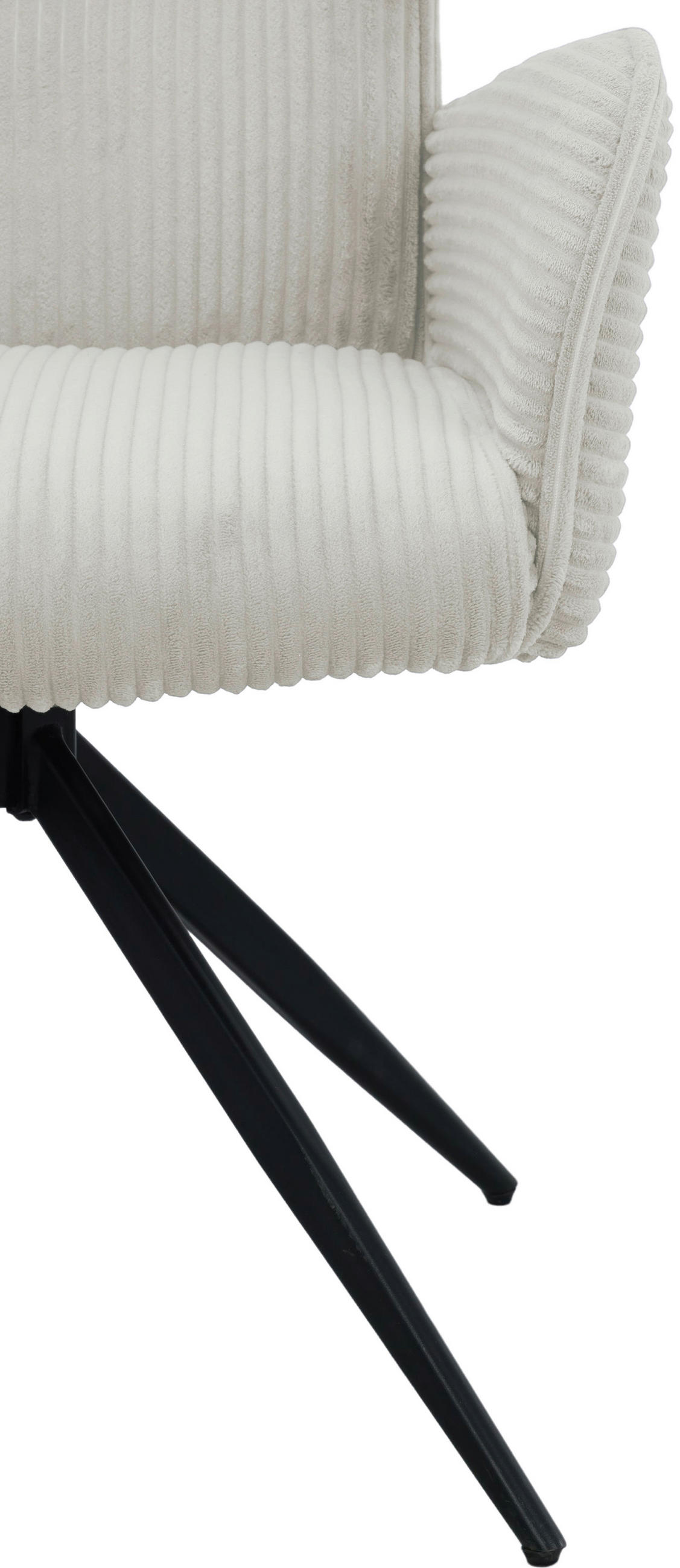 ARMLEHNSTUHL  Sitzfläche 360° drehbar, inklusive Armlehnen Cord  Schwarz, Beige  - Beige/Schwarz, MODERN, Textil/Metall (57/86/64cm) - Livetastic