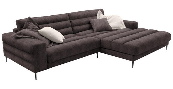 ECKSOFA in Flachgewebe Braun 296/207 cm - Schwarz/Braun, Design, Textil/Metall (296/207cm) - Dieter Knoll
