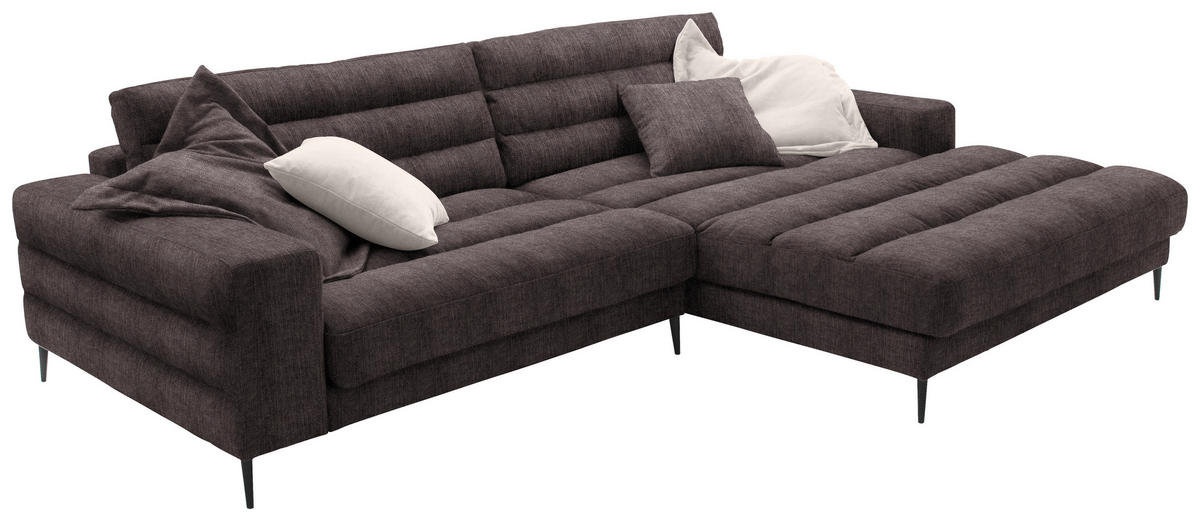ECKSOFA in Flachgewebe Braun  - Schwarz/Braun, Design, Textil/Metall (296/207cm) - Dieter Knoll