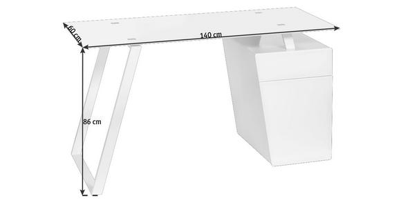 SCHREIBTISCH - Weiß, Design, Glas/Holzwerkstoff (140/76/60cm) - Voleo