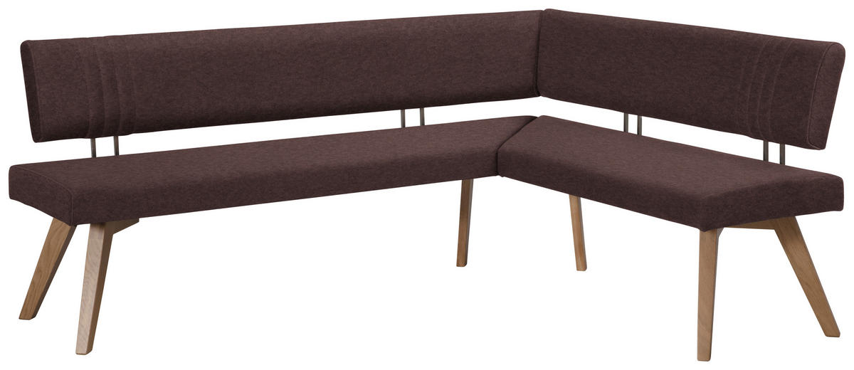 ECKBANK in Holz, Textil Dunkelbraun, Wildeiche  - Wildeiche/Eichefarben, Design, Holz/Textil (200/170cm) - Venda
