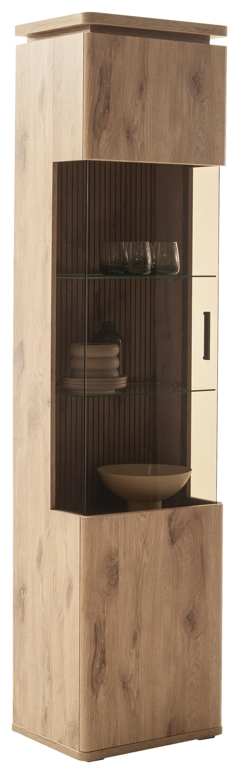 VITRINE  in Eichefarben - Eichefarben/Anthrazit, KONVENTIONELL, Glas/Holzwerkstoff (50/208/38cm) - Cantus