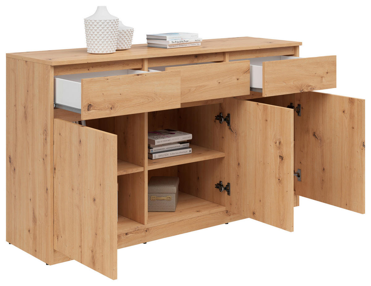 KOMMODE  in 135/81/42 cm  - Eiche Artisan, KONVENTIONELL, Holzwerkstoff (135/81/42cm)