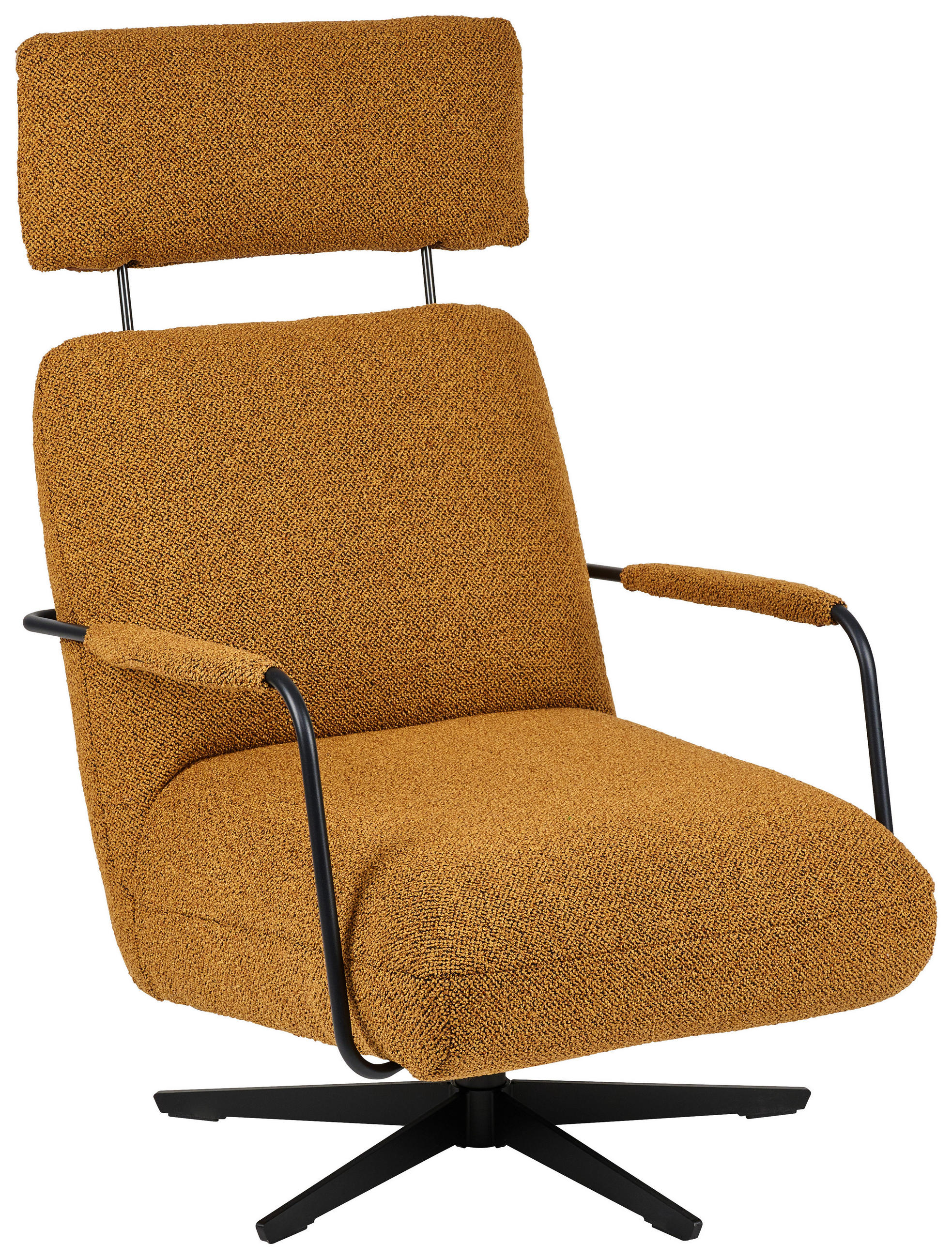 SESSEL in Flachgewebe, Bouclé Currygelb  - Currygelb/Schwarz, Design, Textil/Metall (71/103/91cm) - Koinor