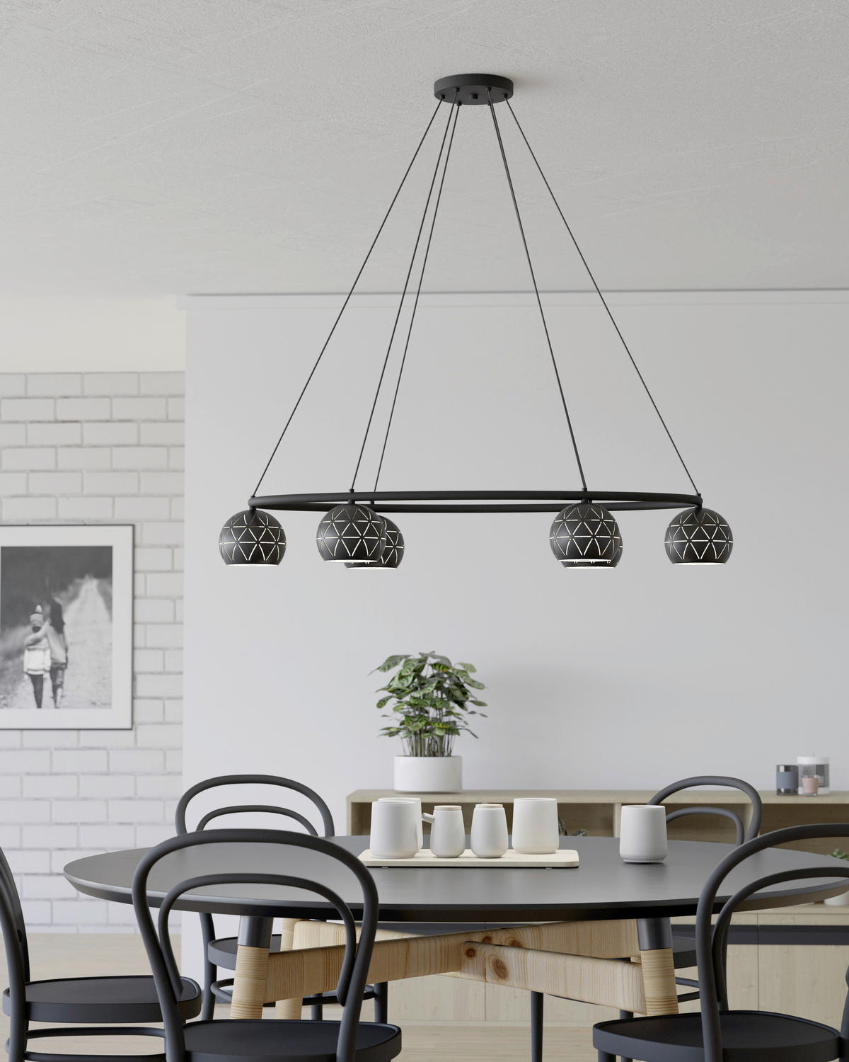 HÄNGELEUCHTE Cantallops 115/52/110 cm  - Schwarz/Weiß, Design, Metall (115/52/110cm) - Eglo