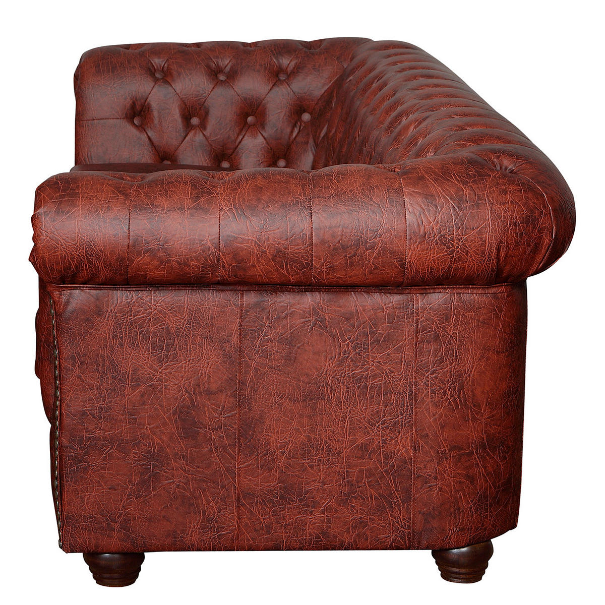 SITZGARNITUR YORK in Lederlook Rostfarben  - Rostfarben/Braun, Design, Holz/Textil (203/72/86cm) - P & B