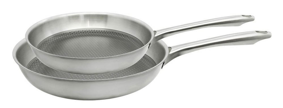 PFANNENSET Relief Passion Edelstahl 2-teilig  - Silberfarben, Basics, Metall - Johann Lafer