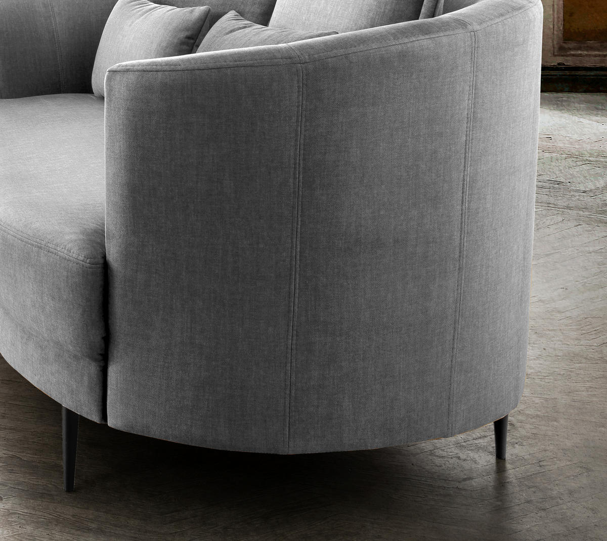 3-SITZER-SOFA in Velours Silberfarben  - Silberfarben/Schwarz, Modern, Textil/Metall (209/85/101cm) - Livetastic