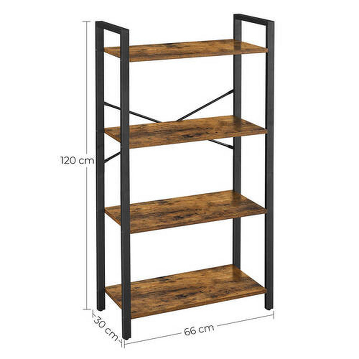 BÜCHERWAND  66/120/30 cm Braun, Schwarz  - Schwarz/Braun, Basics, Holzwerkstoff/Metall (66/120/30cm) - Boxxx