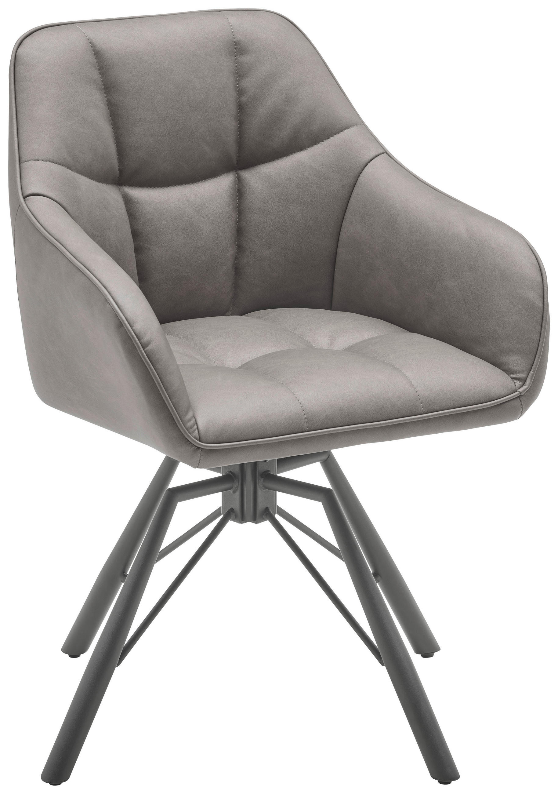 ŽIDLE S PODRUČKAMI, železo, vzhled kůže, šedá, černá - šedá/černá, Lifestyle, kov/textil (58.5/82.5/54.5cm) - MID.YOU