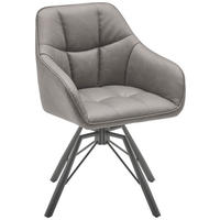 ŽIDLE S PODRUČKAMI, železo, vzhled kůže, šedá, černá - šedá/černá, Lifestyle, kov/textil (58.5/82.5/54.5cm) - MID.YOU