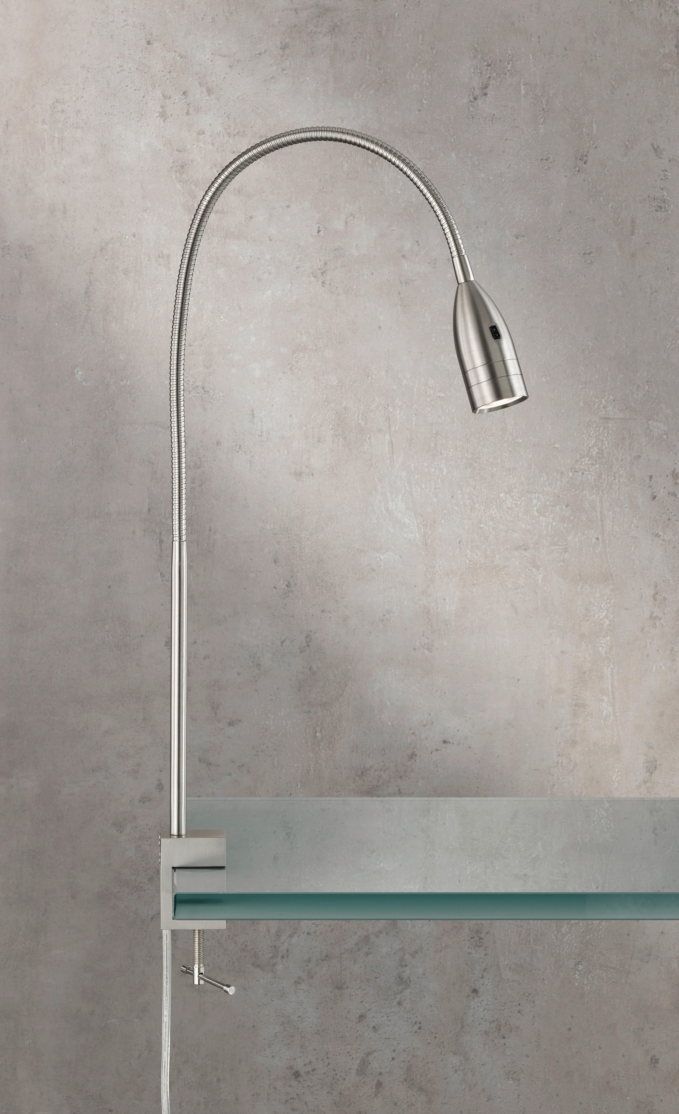 LED-KLEMMLEUCHTE - Nickelfarben, Konventionell, Metall (4/60cm) - Fischer & Honsel