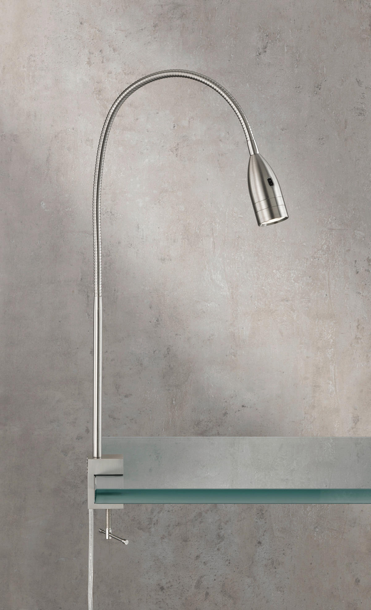 LED-KLÄMLAMPA - nickelfärgad, Klassisk, metall (4/60cm) - Fischer & Honsel