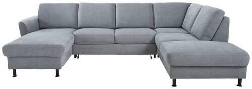 WOHNLANDSCHAFT Blaugrau Webstoff  - Blaugrau/Schwarz, KONVENTIONELL, Textil/Metall (168/305/200cm) - Voleo