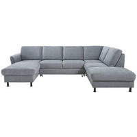 WOHNLANDSCHAFT in Webstoff Blaugrau  - Blaugrau/Schwarz, Konventionell, Textil/Metall (168/305/200cm) - Voleo