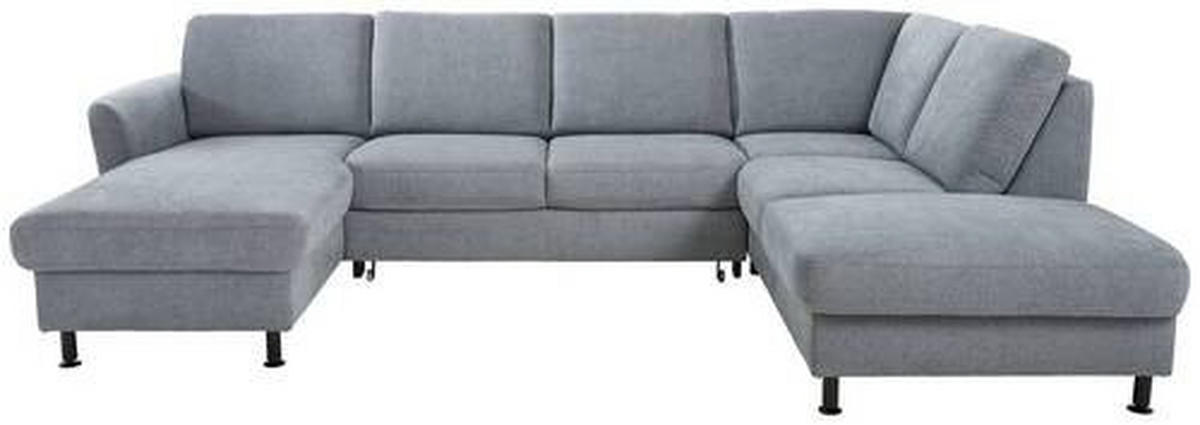 WOHNLANDSCHAFT in Webstoff Blaugrau  - Blaugrau/Schwarz, Konventionell, Textil/Metall (168/305/200cm) - Voleo