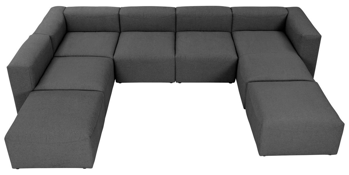 WOHNLANDSCHAFT in Flachgewebe Anthrazit  - Anthrazit, Design, Kunststoff/Textil (250/350/235cm) - Max Winzer