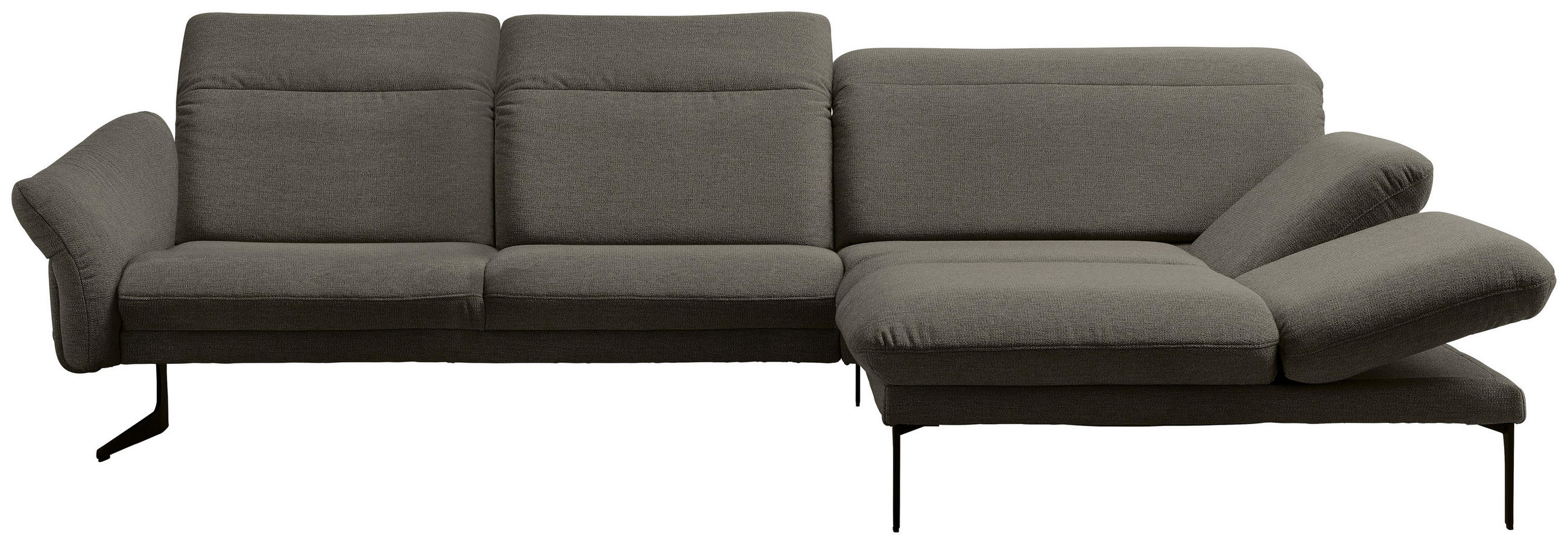 ECKSOFA Webstoff Graubraun  - Anthrazit/Graubraun, Design, Textil/Metall (299/203cm) - Himolla
