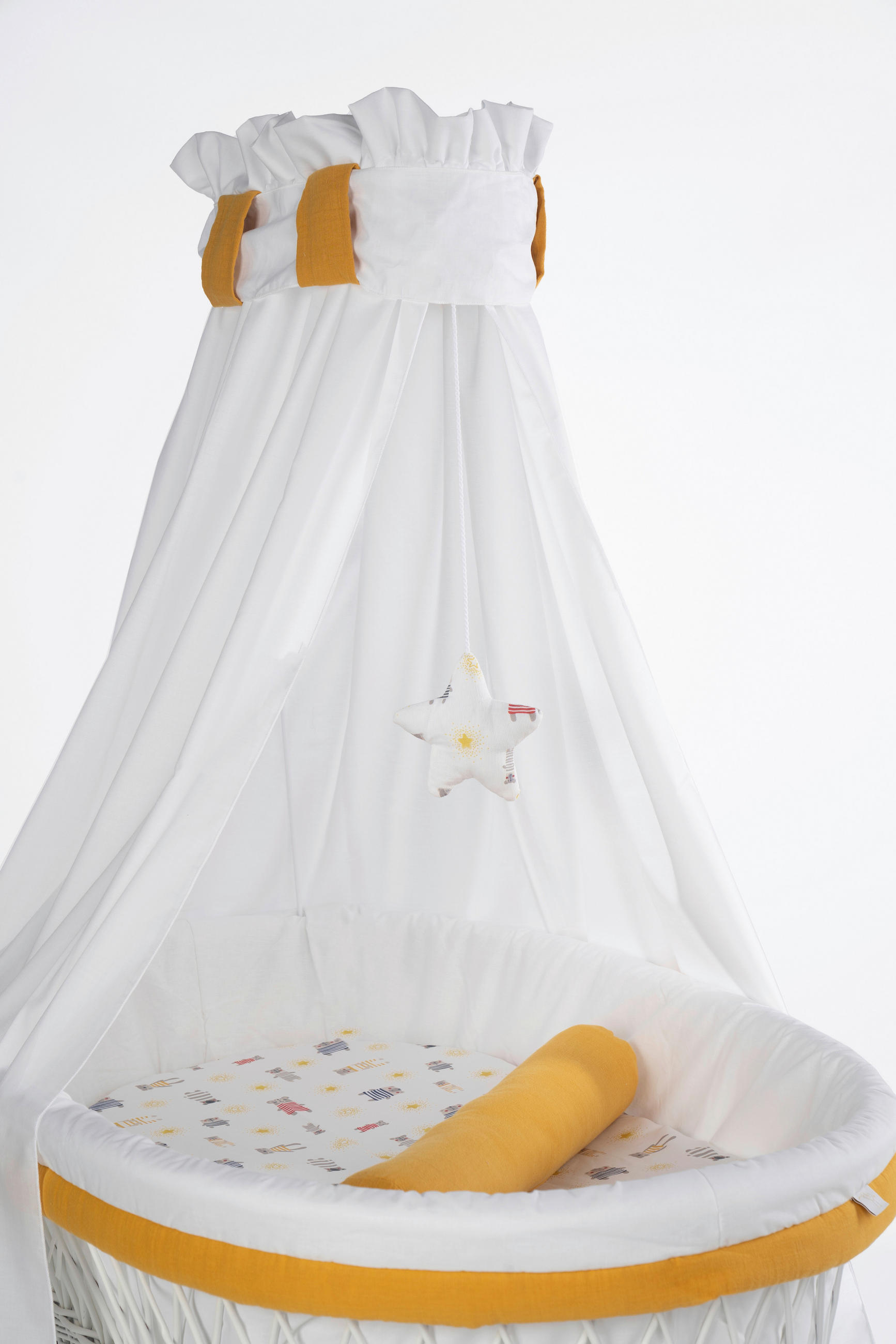 STUBENWAGENSET Pyjamabär  Weiß, Currygelb  - Currygelb/Weiß, Basics, Kunststoff/Textil (130/180cm) - Mionido