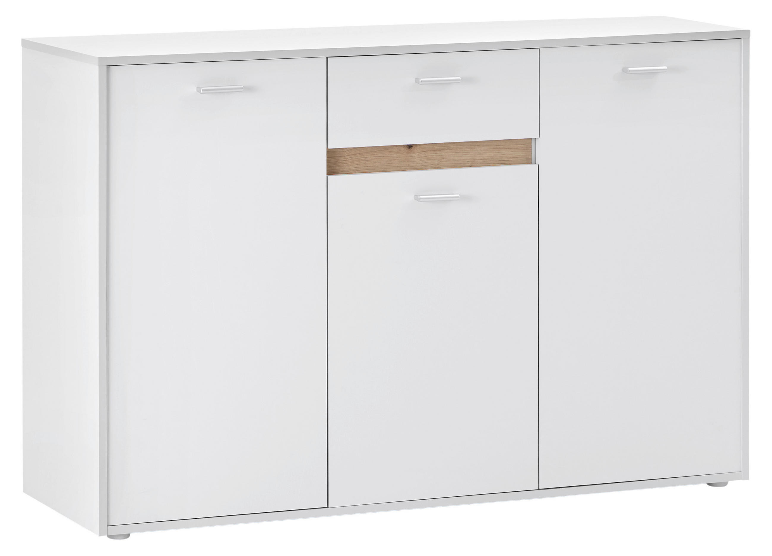 Kommode mit Bügelgriff B: 138,4 cm Slot 3t Hellgrau