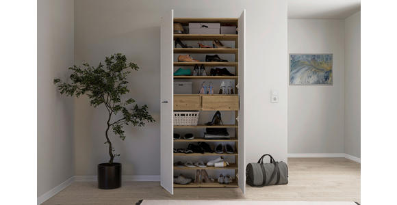 SCHUHSCHRANK 90/195/35 cm  - Silberfarben/Schwarz, Basics, Holzwerkstoff/Kunststoff (90/195/35cm) - Xora