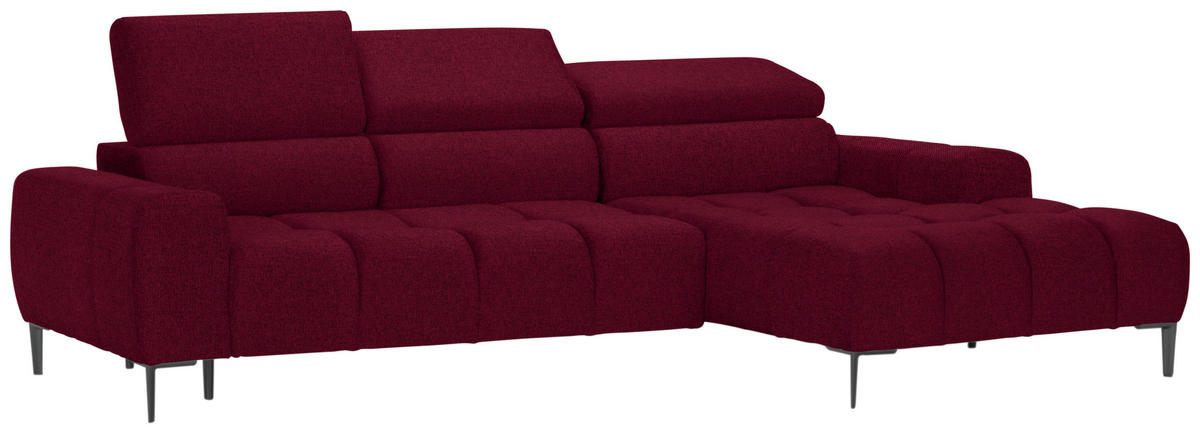 ECKSOFA in Webstoff Rot  - Rot/Schwarz, Design, Textil/Metall (270/177cm) - Welnova