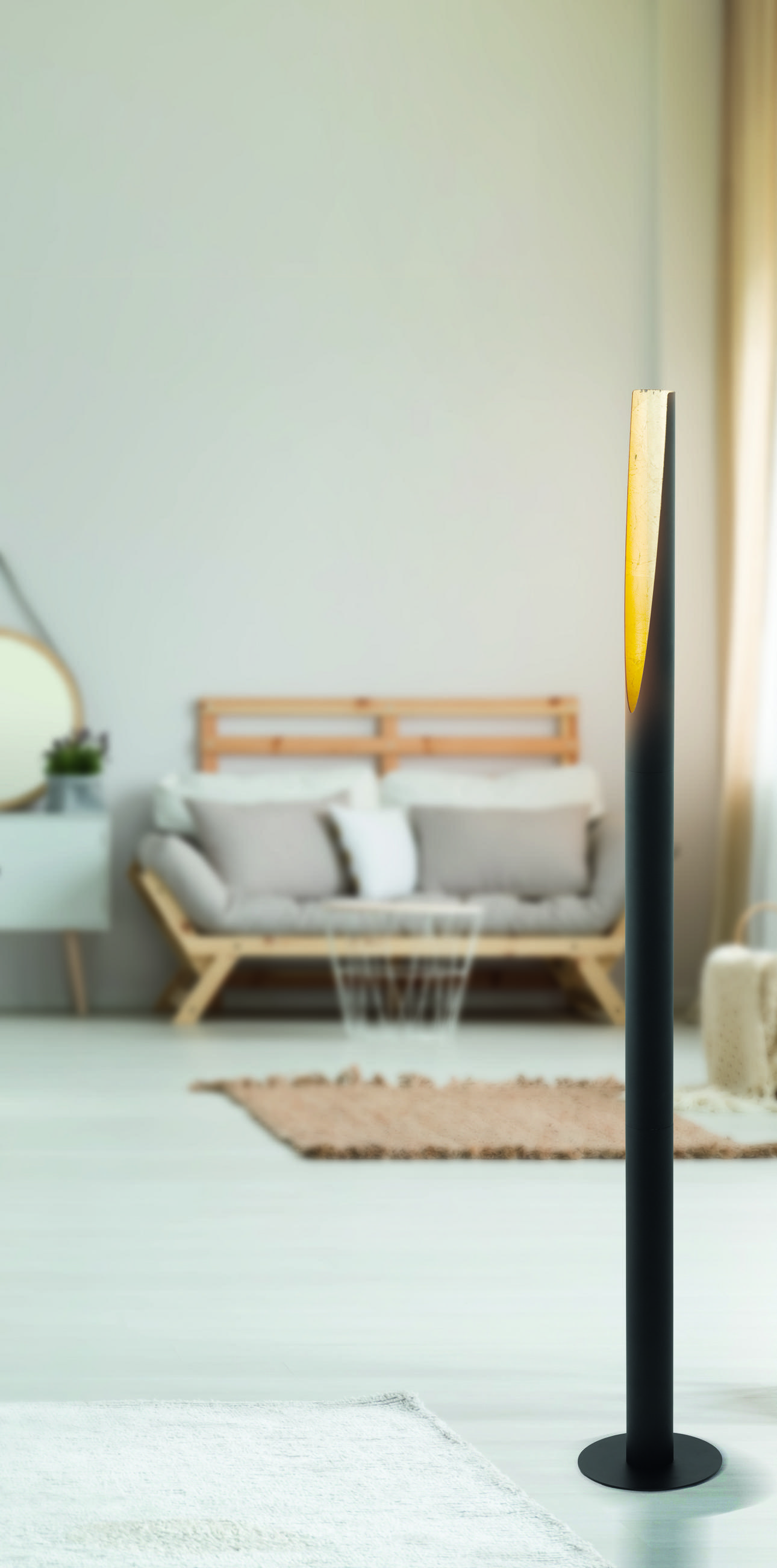 LED ÁLLÓLÁMPA - fekete/arany, Design, fém (6/137cm)