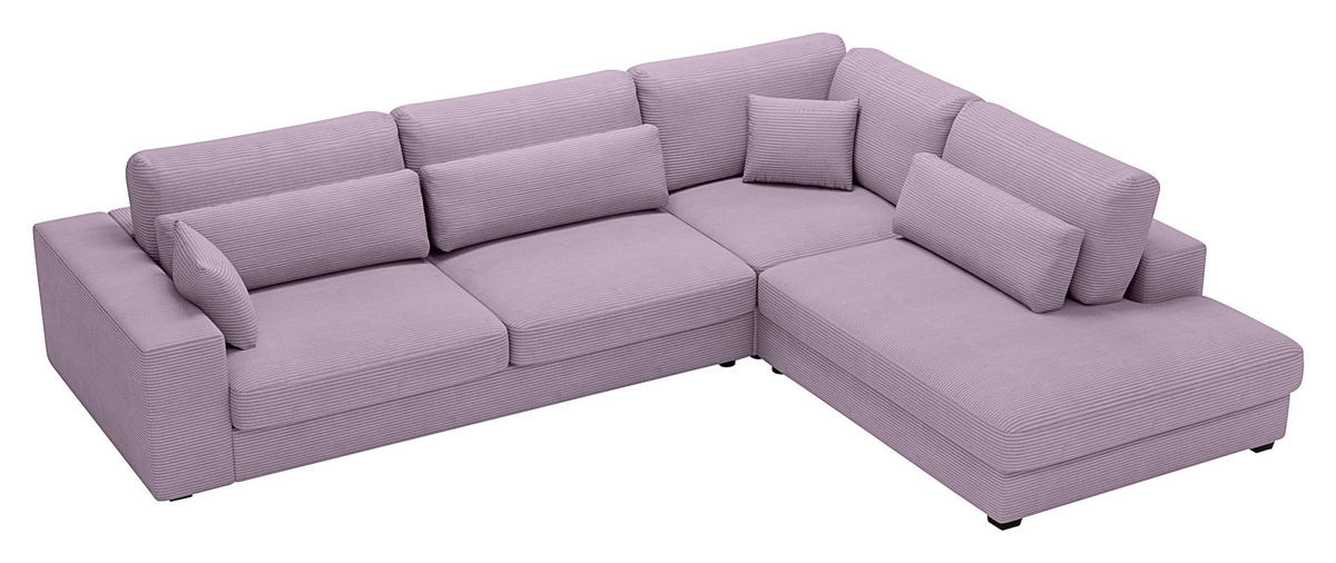 ECKSOFA in Cord Violett  - Violett/Schwarz, Konventionell, Kunststoff/Textil (314/250cm) - Carryhome