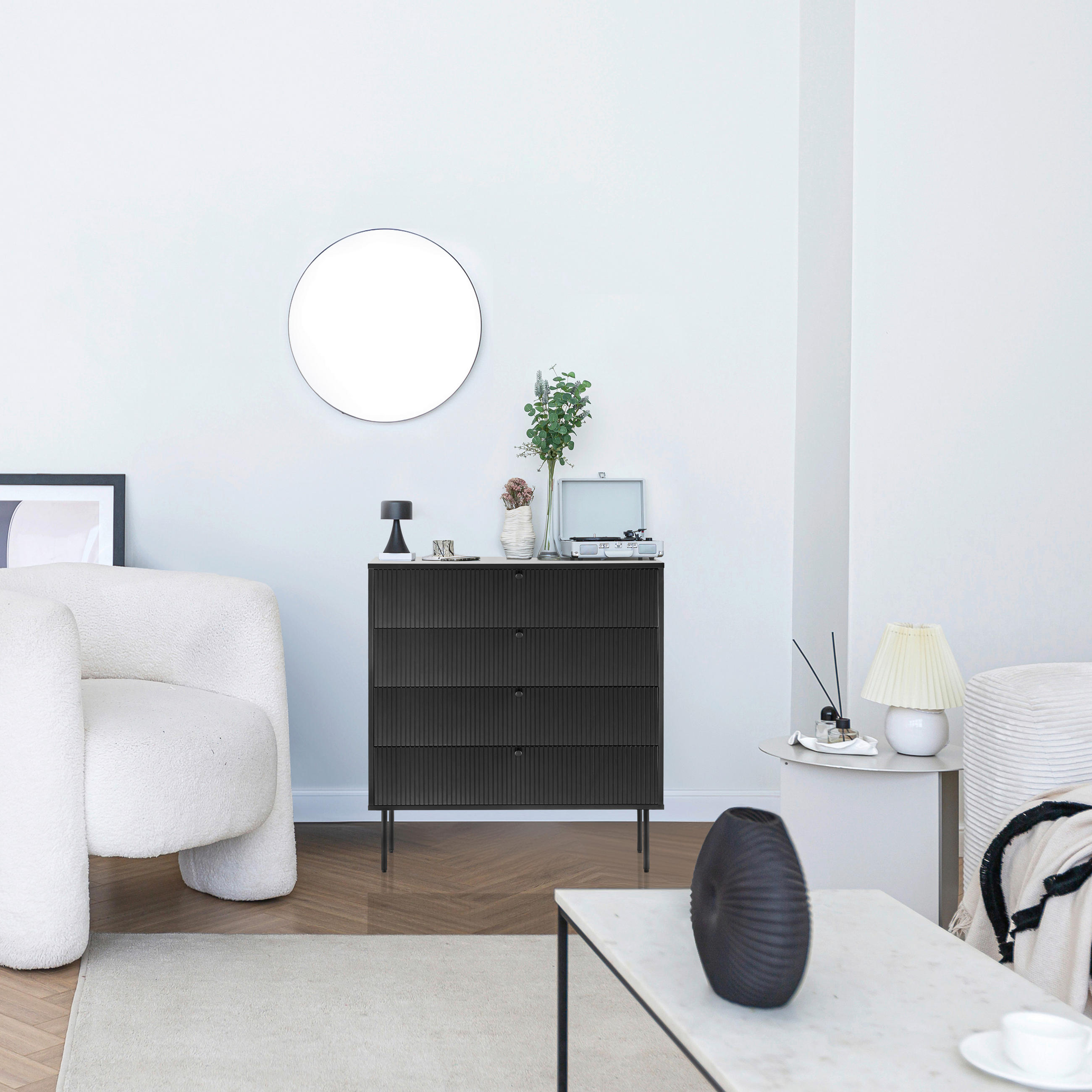 KOMMODE  in 90/95/40 cm  - Schwarz, MODERN, Holzwerkstoff/Metall (90/95/40cm) - MID.YOU